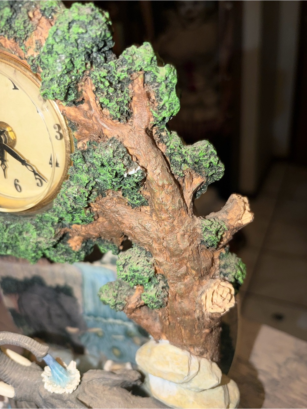 Elephant With Babies Desk Clock Rocks Battery Operated Rustic HTF - Picture 4 of 5